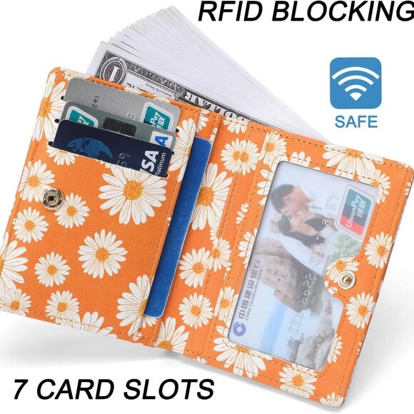 Small Women Wallet RFID Blocking Bifold Pocket Wallet Slim Compact Ladies Purse - Picture 4 of 5